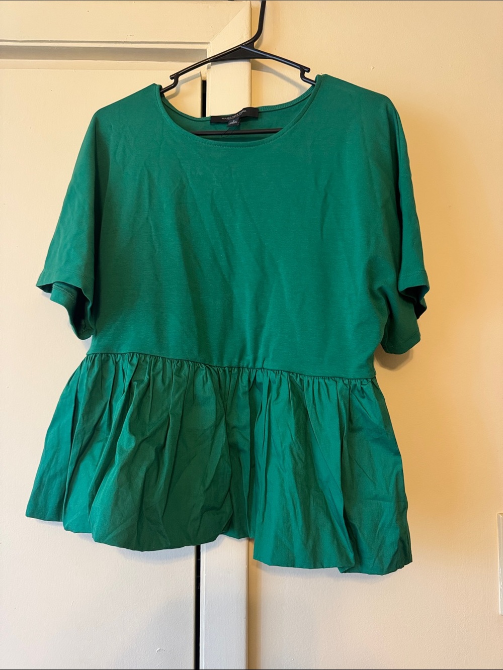 Marc New York Emerald Green Peplum Short Sleeve Top